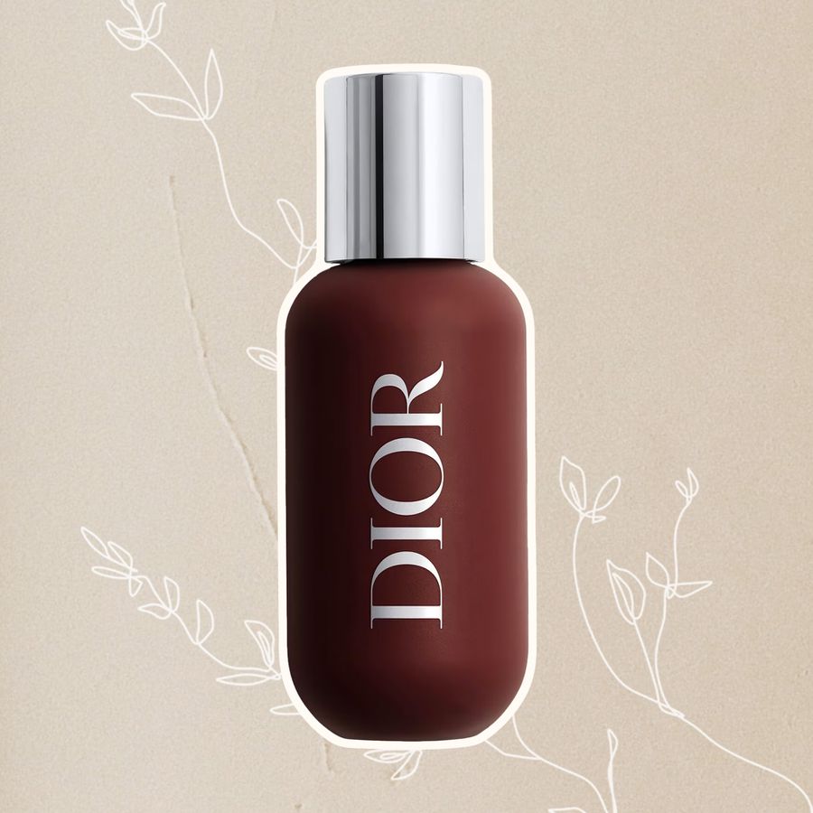 Red Dior foundation on a simple flowery background